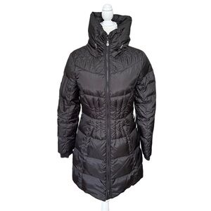 Sam Edelman Black Quilted Down Puffer Jacket with Alligator Print Lining Size XS